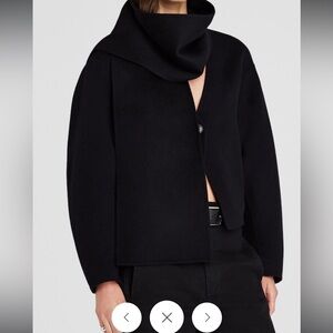 Club Monaco wool jacket, detachable scarf, crop cardigan style